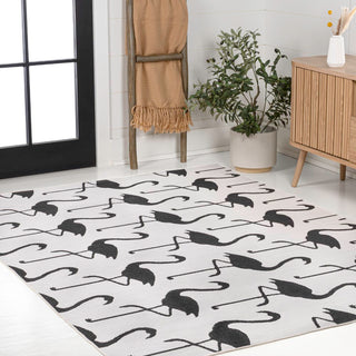 Liana Casual Coastal Flamingos Two-tone Indoor/Outdoor Area Rug