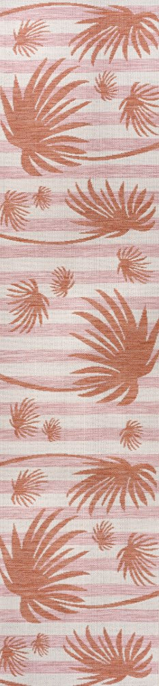 Veronica Classic Beach Stripe And Palm Leaf Indoor/Outdoor Area Rug