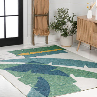 Shelby Coastal Vintage Abstract Palm Leaf Indoor/Outdoor Area Rug