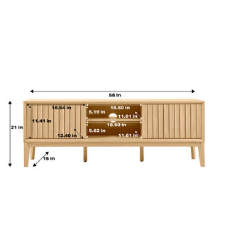 Gennaro 58 in. Farmhouse 3-Storage Sliding Door TV Stand Fits TVs up to 65 in. with Cable Management - JONATHAN Y