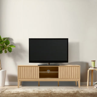 Gennaro 58 in. Farmhouse 3-Storage Sliding Door TV Stand Fits TVs up to 65 in. with Cable Management - JONATHAN Y