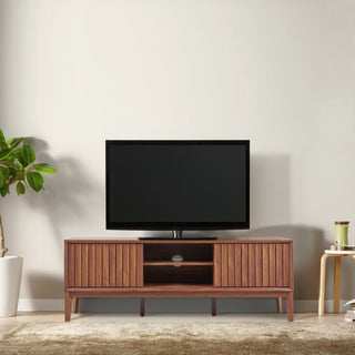 Gennaro 58 in. Farmhouse 3-Storage Sliding Door TV Stand Fits TVs up to 65 in. with Cable Management - JONATHAN Y