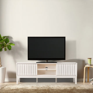 Gennaro 58 in. Farmhouse 3-Storage Sliding Door TV Stand Fits TVs up to 65 in. with Cable Management - JONATHAN Y