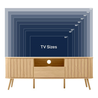 Damien 70 in. Farmhouse Curved TV Stand with Drawer and Storage Doors Fits TVs up to 75 in. with Cable Management - JONATHAN Y