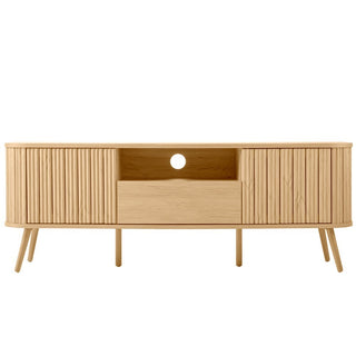 Damien 70 in. Farmhouse Curved TV Stand with Drawer and Storage Doors Fits TVs up to 75 in. with Cable Management - JONATHAN Y