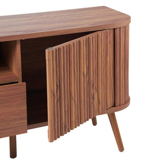 Damien 70 in. Farmhouse Curved TV Stand with Drawer and Storage Doors Fits TVs up to 75 in. with Cable Management - JONATHAN Y