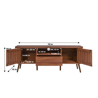 Damien 70 in. Farmhouse Curved TV Stand with Drawer and Storage Doors Fits TVs up to 75 in. with Cable Management - JONATHAN Y
