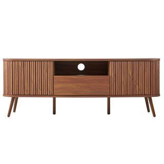 Damien 70 in. Farmhouse Curved TV Stand with Drawer and Storage Doors Fits TVs up to 75 in. with Cable Management - JONATHAN Y