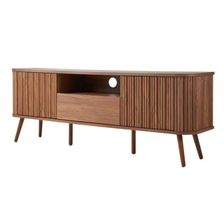 Damien 70 in. Farmhouse Curved TV Stand with Drawer and Storage Doors Fits TVs up to 75 in. with Cable Management - JONATHAN Y