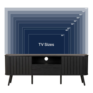 Damien 70 in. Farmhouse Curved TV Stand with Drawer and Storage Doors Fits TVs up to 75 in. with Cable Management - JONATHAN Y