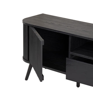 Damien 70 in. Farmhouse Curved TV Stand with Drawer and Storage Doors Fits TVs up to 75 in. with Cable Management - JONATHAN Y