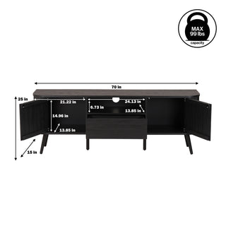 Damien 70 in. Farmhouse Curved TV Stand with Drawer and Storage Doors Fits TVs up to 75 in. with Cable Management - JONATHAN Y