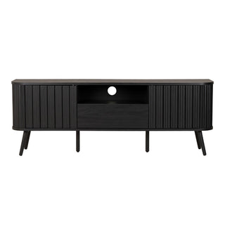 Damien 70 in. Farmhouse Curved TV Stand with Drawer and Storage Doors Fits TVs up to 75 in. with Cable Management - JONATHAN Y