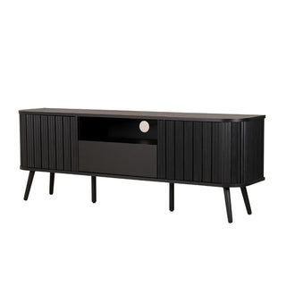 Damien 70 in. Farmhouse Curved TV Stand with Drawer and Storage Doors Fits TVs up to 75 in. with Cable Management - JONATHAN Y