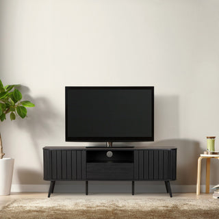 Damien 70 in. Farmhouse Curved TV Stand with Drawer and Storage Doors Fits TVs up to 75 in. with Cable Management - JONATHAN Y