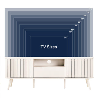 Damien 70 in. Farmhouse Curved TV Stand with Drawer and Storage Doors Fits TVs up to 75 in. with Cable Management