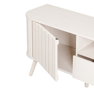 Damien 70 in. Farmhouse Curved TV Stand with Drawer and Storage Doors Fits TVs up to 75 in. with Cable Management