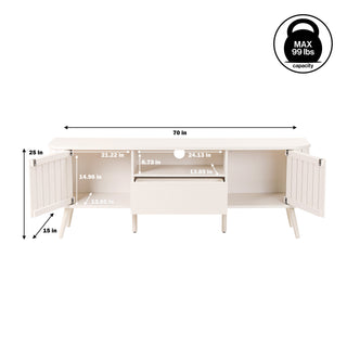 Damien 70 in. Farmhouse Curved TV Stand with Drawer and Storage Doors Fits TVs up to 75 in. with Cable Management