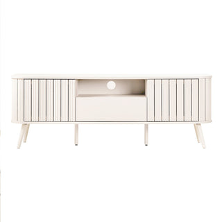 Damien 70 in. Farmhouse Curved TV Stand with Drawer and Storage Doors Fits TVs up to 75 in. with Cable Management