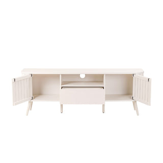 Damien 70 in. Farmhouse Curved TV Stand with Drawer and Storage Doors Fits TVs up to 75 in. with Cable Management