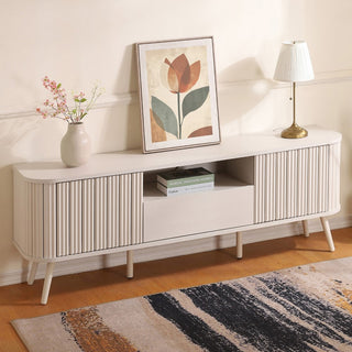 Damien 70 in. Farmhouse Curved TV Stand with Drawer and Storage Doors Fits TVs up to 75 in. with Cable Management