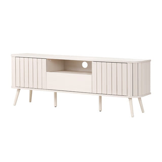 Damien 70 in. Farmhouse Curved TV Stand with Drawer and Storage Doors Fits TVs up to 75 in. with Cable Management
