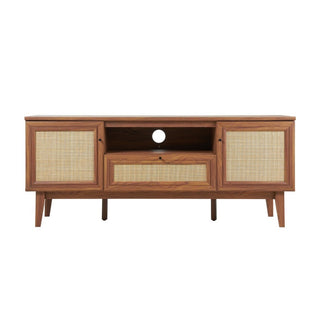 Finley 59 in. Farmhouse Caned TV Stand with Drawer and Storage Doors Fits TVs up to 65 in. with Cable Management - JONATHAN Y