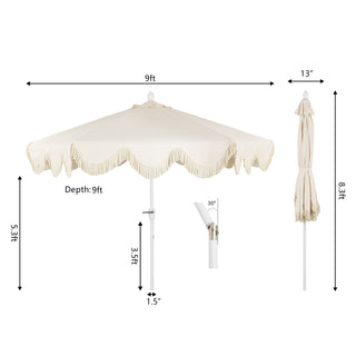 Collins 9 ft. Classic Cottage Tassel Market Patio Umbrella