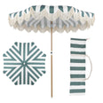 Green and White Stripe/Cream, Brown Pole