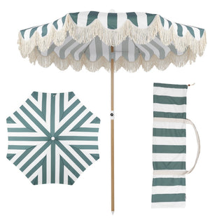 Mariner 6.5 ft. Classic Cottage Fringe Tassel Market Beach Umbrella