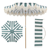 Mariner 6.5 ft. Classic Cottage Fringe Tassel Market Beach Umbrella