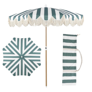 Mariner 6.5 ft. Classic Cottage Fringe Tassel Market Beach Umbrella