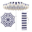 Navy and White Stripe/Cream, White Pole