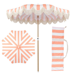 Mariner 6.5 ft. Classic Cottage Fringe Tassel Market Beach Umbrella