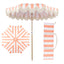 Coral Pink and White Stripe/Cream, Brown Pole