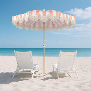 Mariner 6.5 ft. Classic Cottage Fringe Tassel Market Beach Umbrella