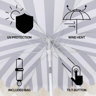 Mariner 6.5 ft. Classic Cottage Fringe Tassel Market Beach Umbrella