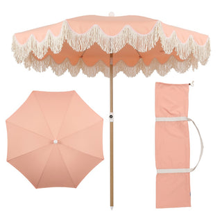 Mariner 6.5 ft. Classic Cottage Fringe Tassel Market Beach Umbrella