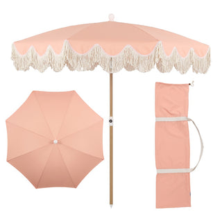 Mariner 6.5 ft. Classic Cottage Fringe Tassel Market Beach Umbrella