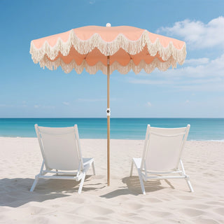 Mariner 6.5 ft. Classic Cottage Fringe Tassel Market Beach Umbrella