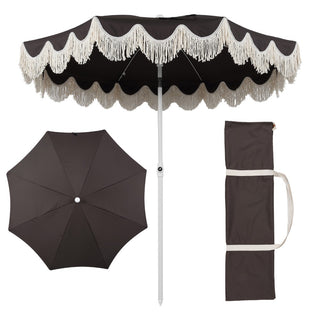 Mariner 6.5 ft. Classic Cottage Fringe Tassel Market Beach Umbrella