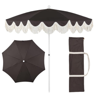 Mariner 6.5 ft. Classic Cottage Fringe Tassel Market Beach Umbrella