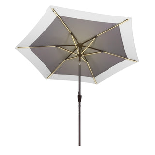 Spencer 9 ft. Classic Coastal 2-Tone Solar LED Market Patio Umbrella - JONATHAN Y