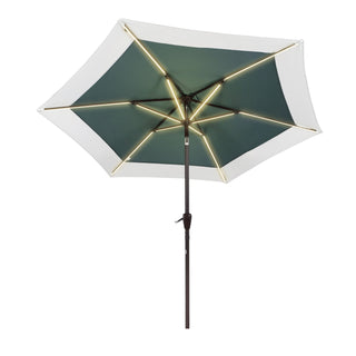 Spencer 9 ft. Classic Coastal 2-Tone Solar LED Market Patio Umbrella
