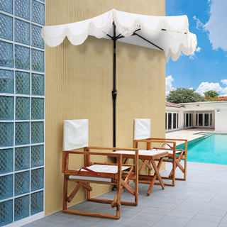 Beverly 9 ft. Designer Classic Scalloped Fringe Half Market Patio Umbrella