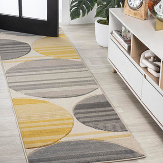 Nicky Geometric Striped Circles Area Rug - JONATHAN Y