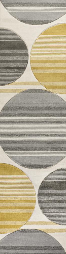 Nicky Geometric Striped Circles Area Rug - JONATHAN Y