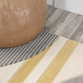 Nicky Geometric Striped Circles Area Rug - JONATHAN Y