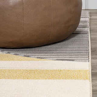 Nicky Geometric Striped Circles Area Rug - JONATHAN Y
