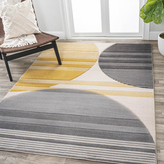 Nicky Geometric Striped Circles Area Rug - JONATHAN Y